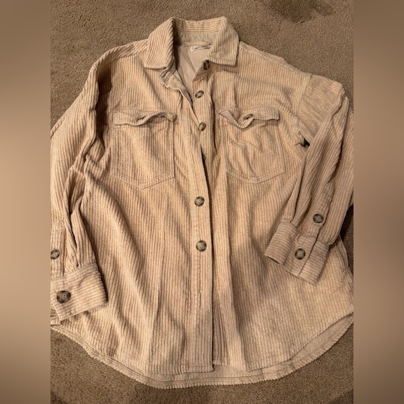 Faherty Tops - Faherty Cream Corduroy Button-Down Shacket Size Medium